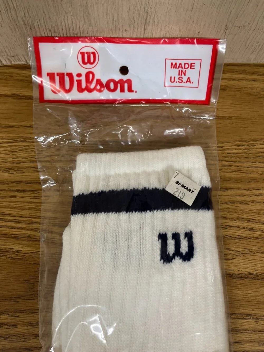 Vintage Striped Tube Socks Over Calf Blue Wilson Tennis Baseball